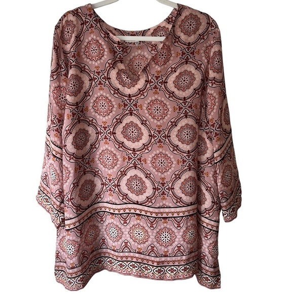 Violet & Claire 3/4 Sleeve Tunic V/Neck Blouse Top 3X Boho Cottegecore - Picture 1 of 6